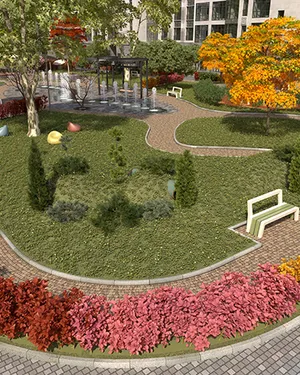 Зона отдыха с озеленением
